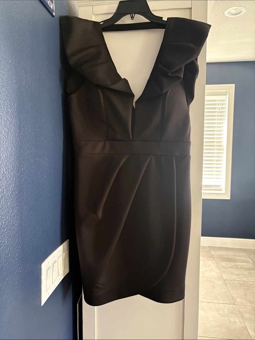 Siena Black Ruffle V-Neck Mini Dress